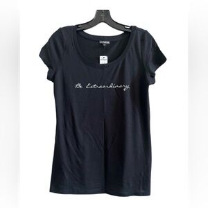 Express Graphic Black Short Sleeve Tee with White Script Medium Size